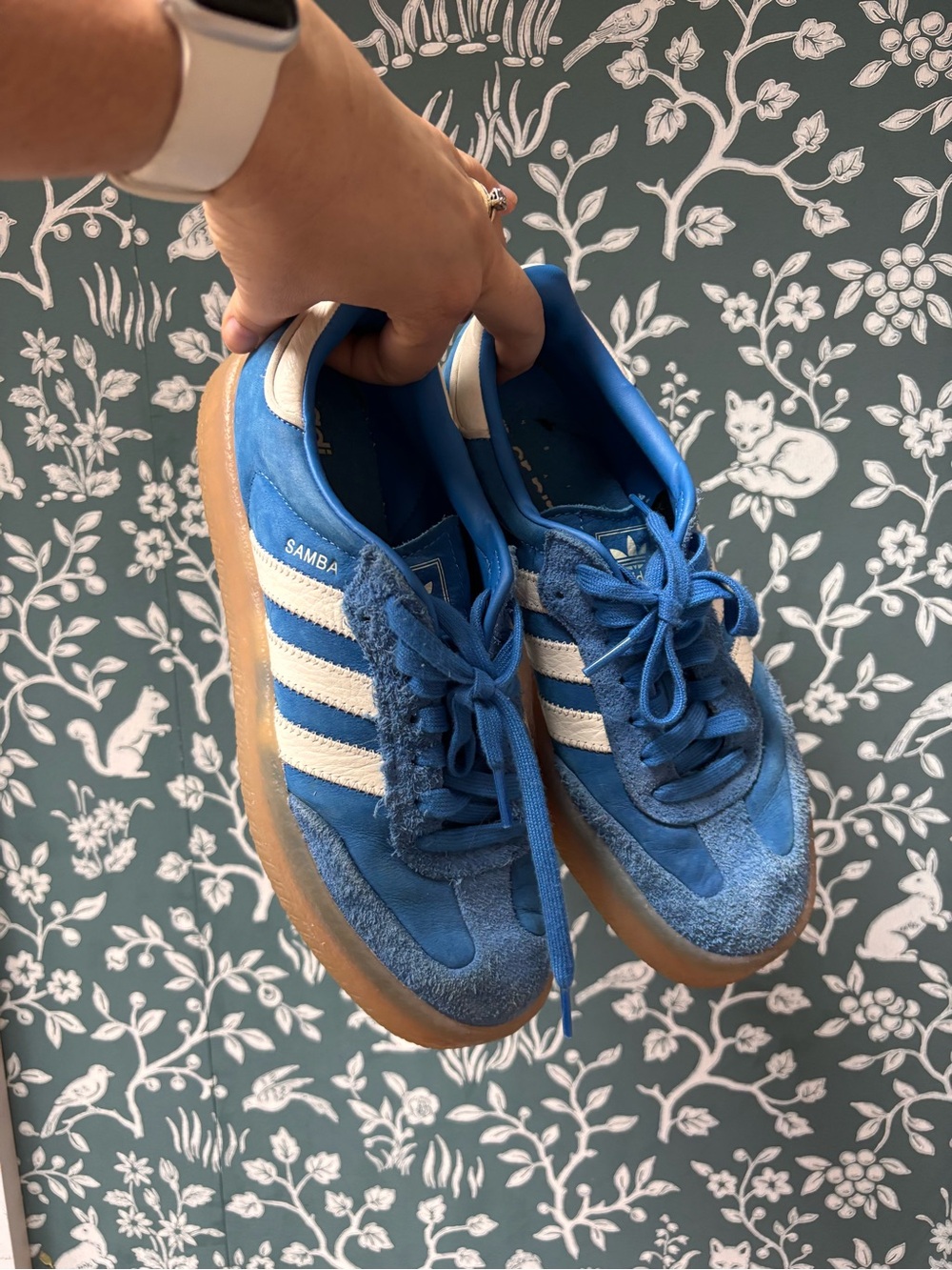Adidas Blue Suede Chunky Sole Samba Sneakers Size 9